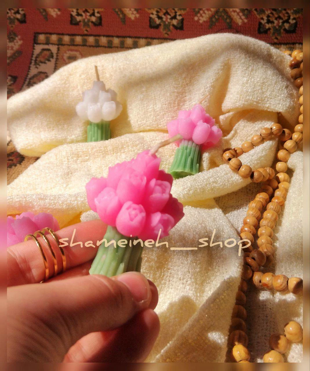 شمع دسته گل لاله